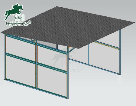 Abri pour chevaux portable à 3 côtés et à façade ouverte