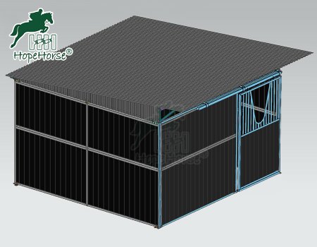 Enclos extérieur en métal à faire soi-même dans un hangar