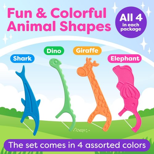 Kids dental floss picks 4 types in 1