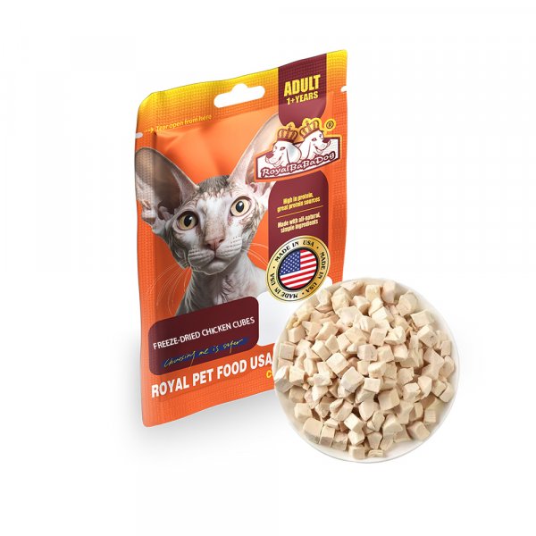 Freeze-dried chicken cubes